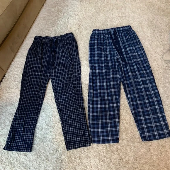 Izod Blue M x 2 Pair Plaid Flannel Pajama Bottoms Sleep Cozy Flannel Alpine - Picture 2 of 7